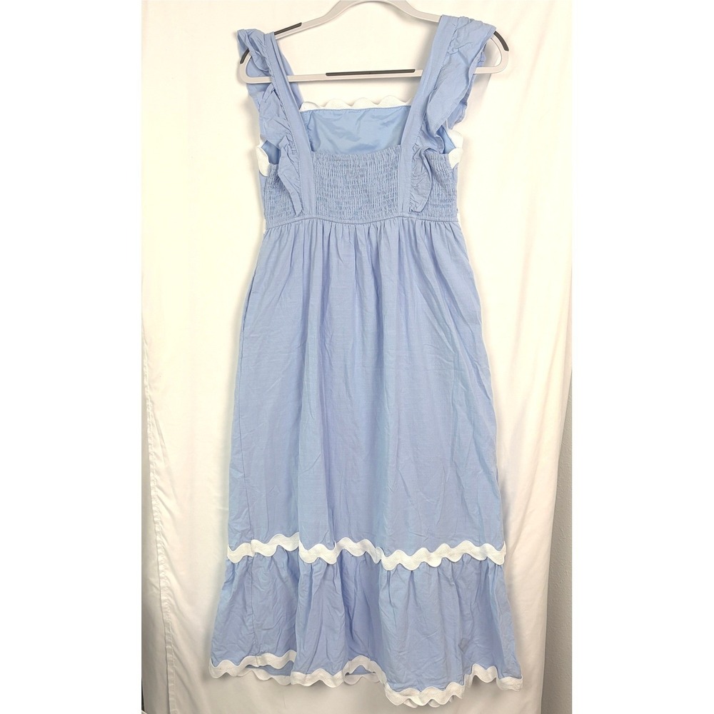Zesica‎ Ric Rac Ruffle Midi Dress Small Blue - Picture 3 of 10